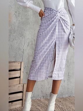 Zara Gingham Wrap Midi Skirt #31
